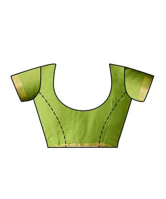 Green Embroidered Chiffon Saree With Blouse 4