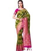 Green Woven Art Silk Saree With Blouse