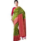 Green Woven Art Silk Saree With Blouse