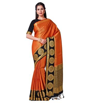 Orange Woven Art Silk Saree With Blouse 1