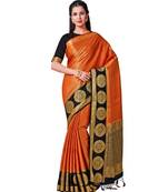 Orange Woven Art Silk Saree With Blouse