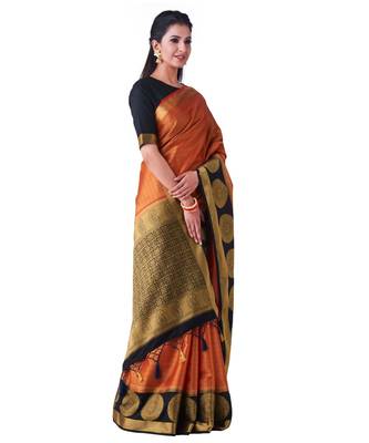 Orange Woven Art Silk Saree With Blouse 2