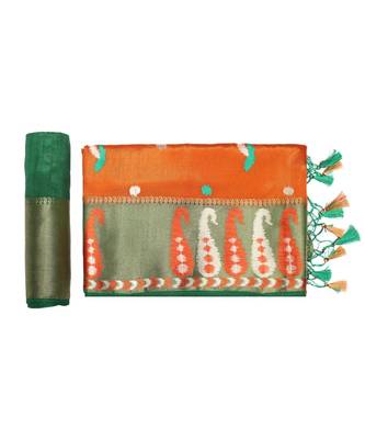 Orange Embroidered Tussar Silk Saree With Blouse 5