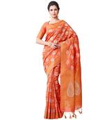 Orange Woven Art Silk Saree With Blouse