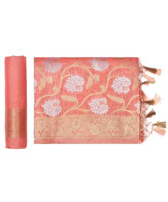 Orange Woven Art Silk Saree With Blouse 5