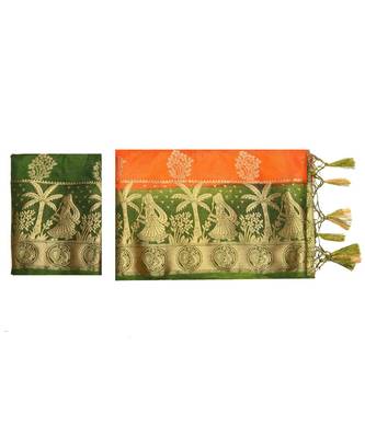 Orange Woven Art Silk Saree With Blouse 5