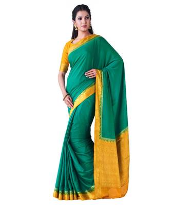 Green Woven Crepe Saree With Blouse 1