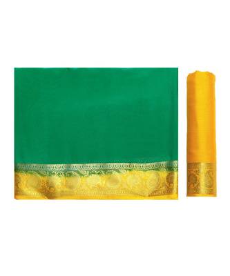 Green Woven Crepe Saree With Blouse 5