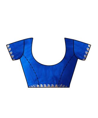 Blue Embroidered Chiffon Saree With Blouse 4
