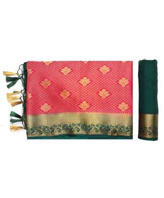 Pink Woven Art Silk Saree With Blouse 5