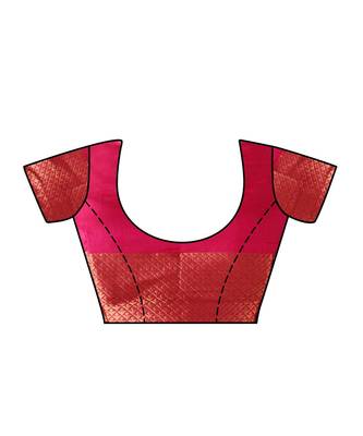 Pink Woven Art Silk Saree With Blouse 4