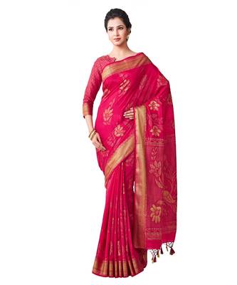Pink Woven Art Silk Saree With Blouse 1