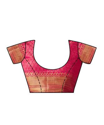 Pink Woven Art Silk Saree With Blouse 4