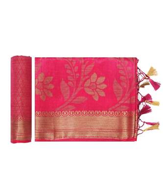 Pink Woven Art Silk Saree With Blouse 5