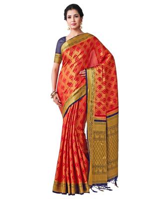 Red Woven Art Silk Saree With Blouse 1