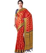 Red Woven Art Silk Saree With Blouse