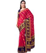 Pink Woven Chiffon Saree With Blouse