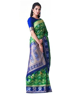 Green Woven Art Silk Saree With Blouse 2