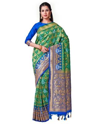 Green Woven Art Silk Saree With Blouse 1