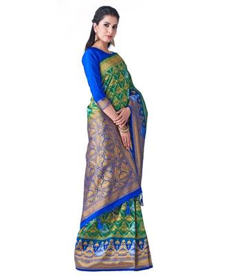 Green Woven Art Silk Saree With Blouse 2