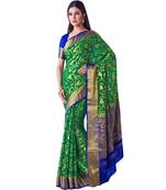Green Woven Chiffon Saree With Blouse