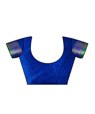 Teal Woven Art Silk Saree With Blouse 4
