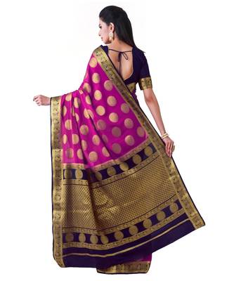 Pink Woven Crepe Saree With Blouse 3