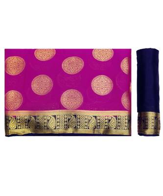 Pink Woven Crepe Saree With Blouse 5