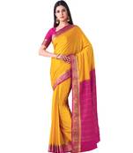 Gold Woven Crepe Saree With Blouse