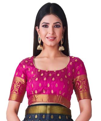 Blue Woven Art Silk Saree With Blouse 4