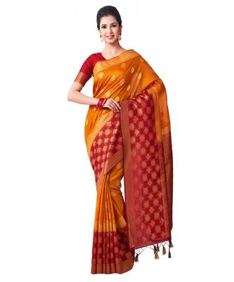 Gold Woven Art Silk Saree With Blouse 1