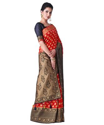 Red Woven Art Silk Saree With Blouse 2