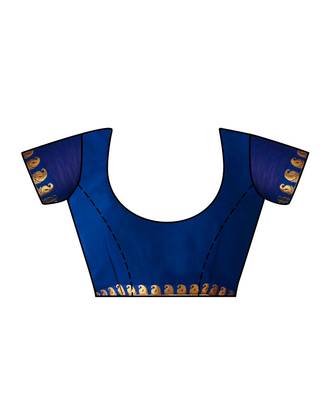 Blue Printed Chiffon Saree With Blouse 4