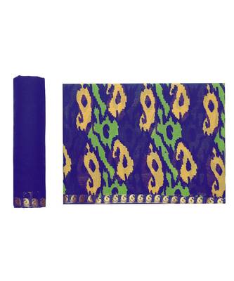 Blue Printed Chiffon Saree With Blouse 5