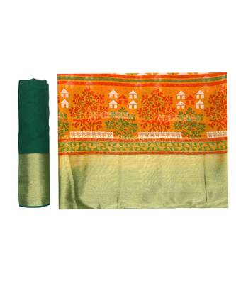 Orange Printed Chiffon Saree With Blouse 5