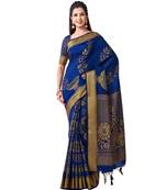Blue Woven Art Silk Saree With Blouse