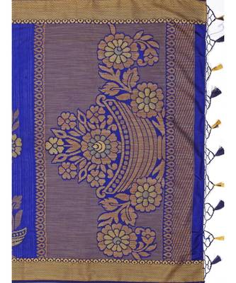 Blue Woven Art Silk Saree With Blouse 5
