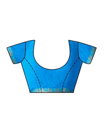 Blue Embroidered Chiffon Saree With Blouse 4
