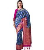 Blue Woven Art Silk Saree With Blouse