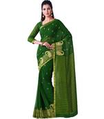 Green Embroidered Chiffon Saree With Blouse