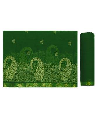 Green Embroidered Chiffon Saree With Blouse 5