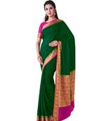 Green Woven Crepe Saree With Blouse