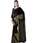 Black Embroidered Chiffon Saree With Blouse