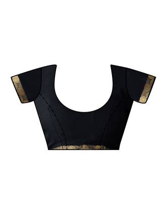 Black Embroidered Chiffon Saree With Blouse 4