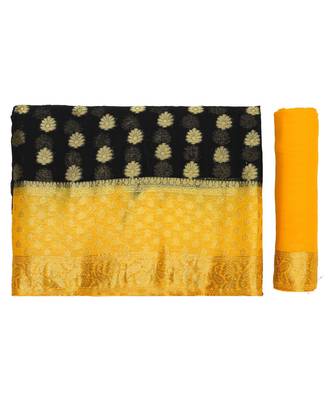 Black Woven Chiffon Saree With Blouse 5