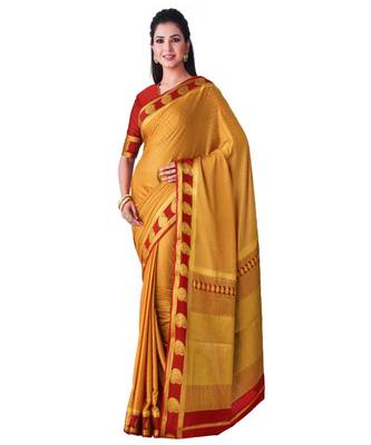 Brown Woven Crepe Saree With Blouse 1