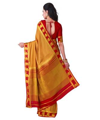 Brown Woven Crepe Saree With Blouse 3