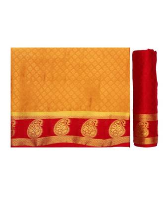 Brown Woven Crepe Saree With Blouse 5