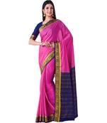 Pink Woven Crepe Saree With Blouse