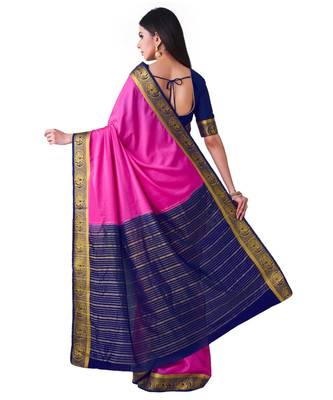 Pink Woven Crepe Saree With Blouse 3